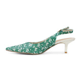 Marie Claire LAURETTE Floral Pointy Slingback Kitten Heel