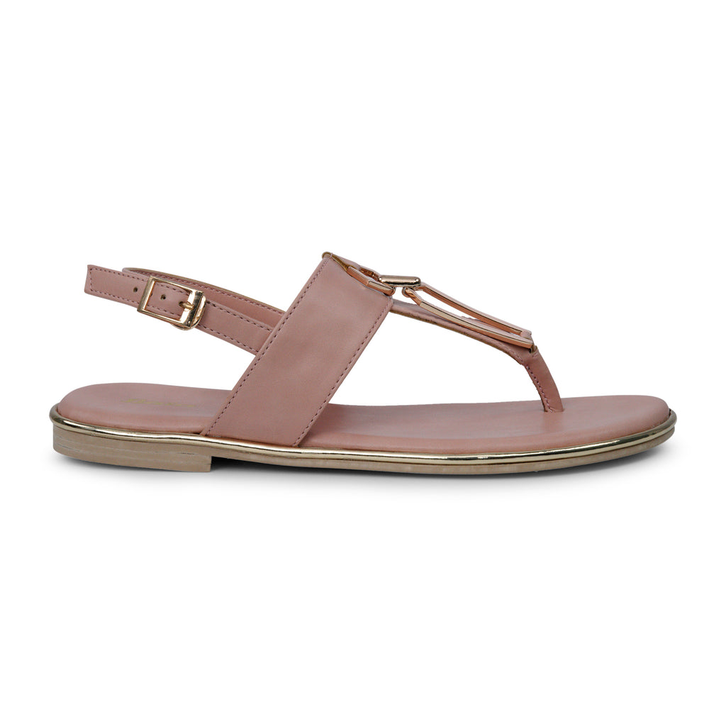 bata Brown flat sandals for women, Easy Wash, Size: 4-6