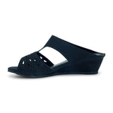 Grace Black Wedge Mules for Women - batabd