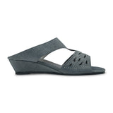 Grace Silver Wedge Mules for Women