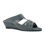 Grace Silver Wedge Mules for Women