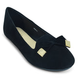 Black Suede Ballet Flat for Women - batabd