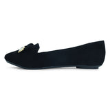 Black Suede Ballet Flat for Women - batabd